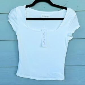 Olive & Oak White Fitted Women's Shirt Size S *NWT*